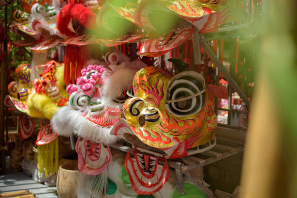 istock Traditional Chinese dancing lion head 1128031617