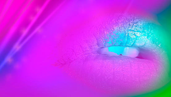 lips neon disco girl