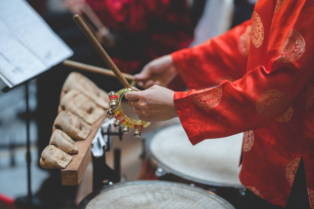 istock Musicians play Traditional Chinese wood block set 1128032426