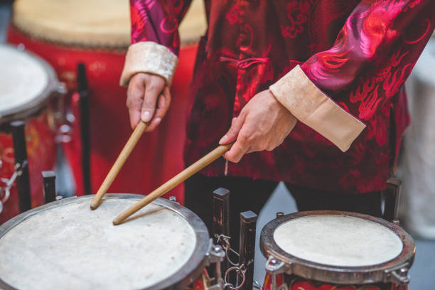 istock Musicians play Traditional Chinese Drum set 1128032446