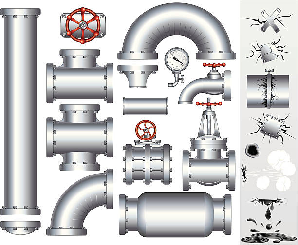 ilustrações de stock, clip art, desenhos animados e ícones de oleoduto vector indústria - water pipe vehicle part work tool pipe