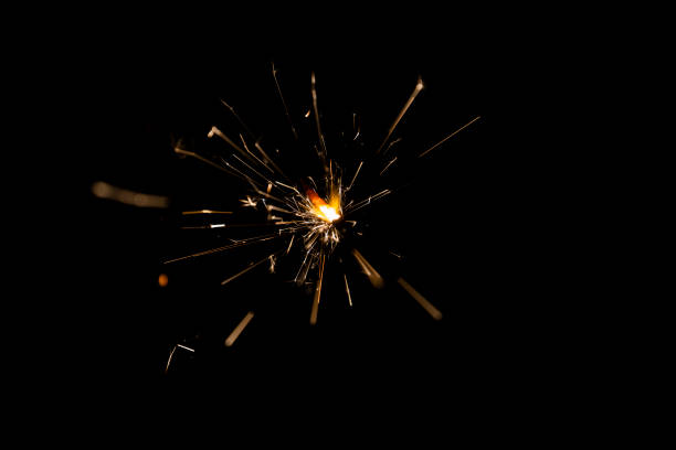 istock Burning sparkle in pitch black surrounding 1128033995