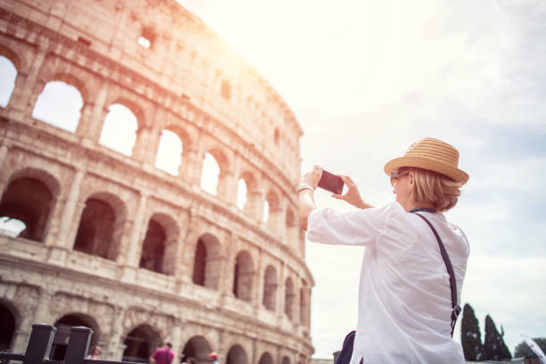 Tourist in Rome Capturing travel experience, Rome