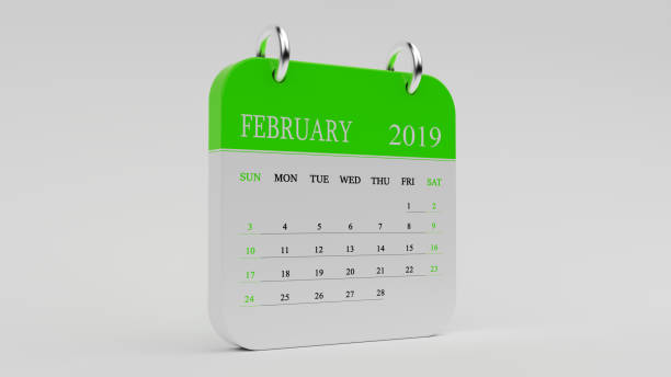 istock Green February Calendar 2019 On White Background 1128042062