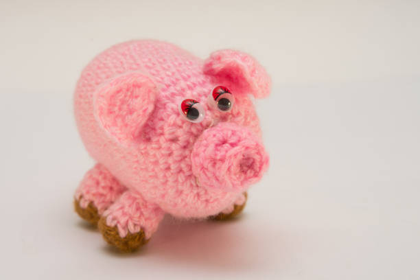 istock Standing in front pink pig on the white background 1128042135