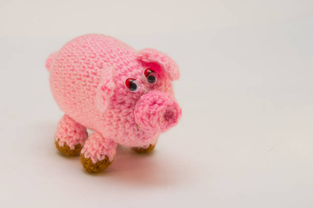 istock Standing in front pink pig on the white background 1128042145
