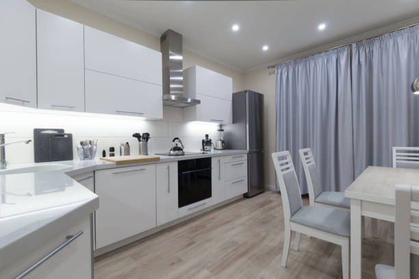 istock Interior. Kitchen modern, white, gray, beige color 1128042325