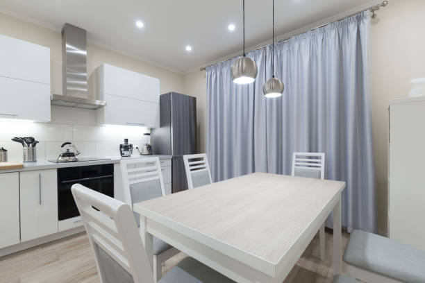 istock Interior. Kitchen modern, white, gray, beige color 1128042391