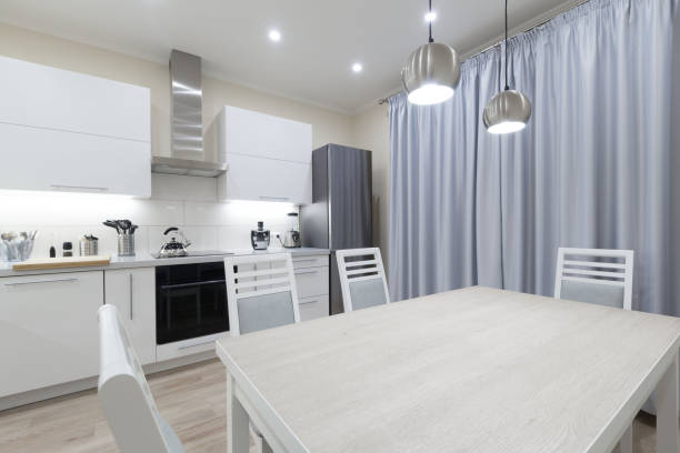 istock Interior. Kitchen modern, white, gray, beige color 1128042412