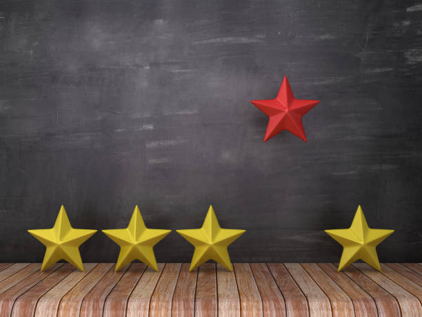 istock Stars on Wood Floor - Chalkboard Background - 3D Rendering 1128044556