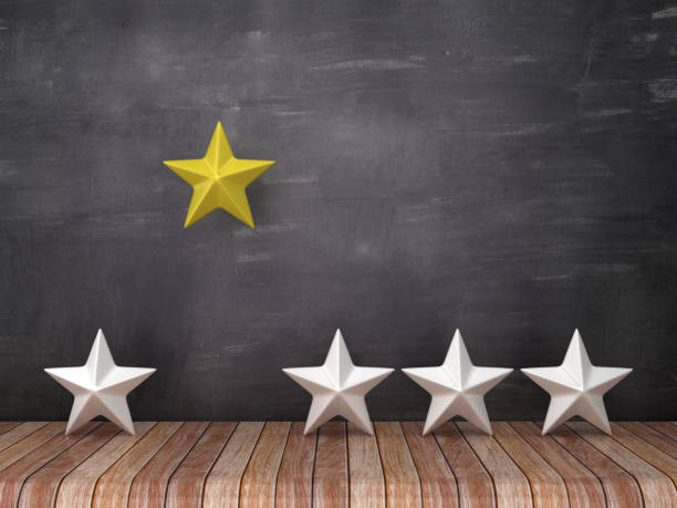 istock Stars on Wood Floor - Chalkboard Background - 3D Rendering 1128044572