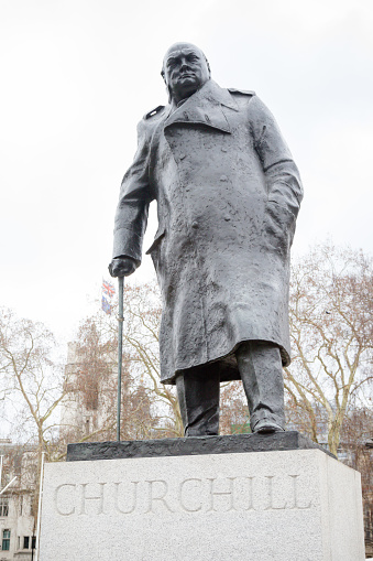 London, United Kingdom, 31st January 2019:- Statue of Winston Churchill, British Prime Minister during World War 2