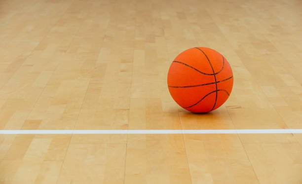 istock High Angle View Of Basketball On Court 1128044962