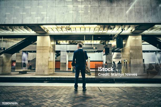 Businessman On A Journey Stock Photo - Download Image Now - Railroad Station Platform, Train - Vehicle, Subway Station