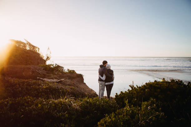 istock Loving Mature Couple Embracing At Oregon Coast 1128049806