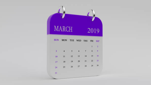 istock Purple March Calendar 2019 On White Background 1128051185