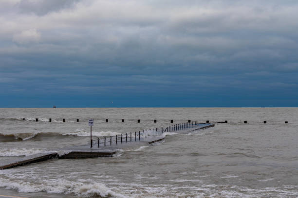 istock Dark Cold Day on Lake Michigan in Chicago 1128053042