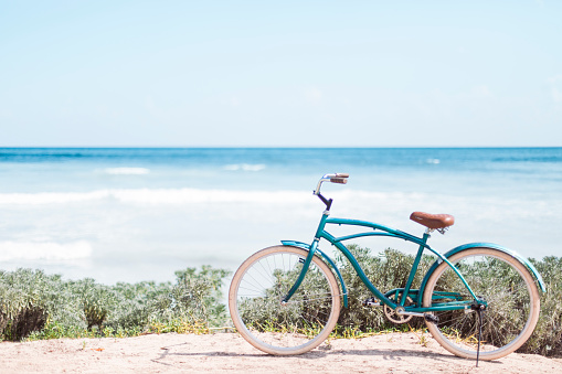 parked bike in the dunes at the Dutch North Sea coast