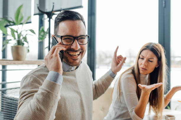 He is so rude. stock photo