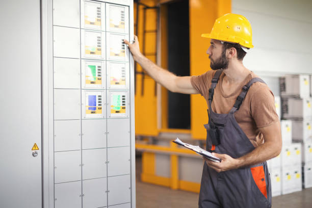 istock Young maintenance technician checking machines in factory 1128060890