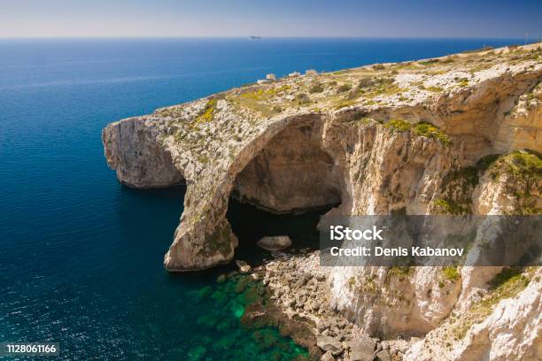 Blue Grotto Sea Arch Malta Stock Photo - Download Image Now - Malta, Blue Grotto - Malta, Valley