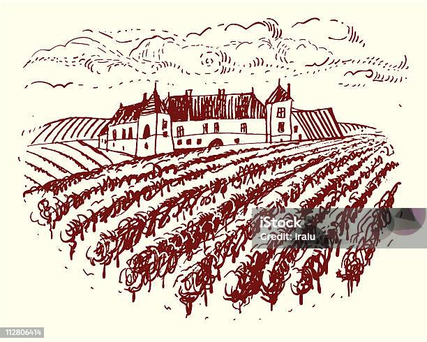 Chateau Vineyard Stock Illustration - Download Image Now - Landscape - Scenery, Wine, Castle