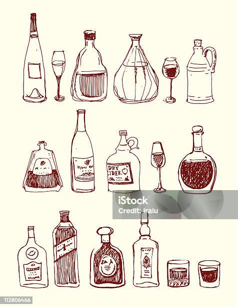 Okulary I Butelek Alkoholu - Stockowe grafiki wektorowe i więcej obrazów Alkohol - napój - Alkohol - napój, Bar - Lokal gastronomiczny, Bez ludzi