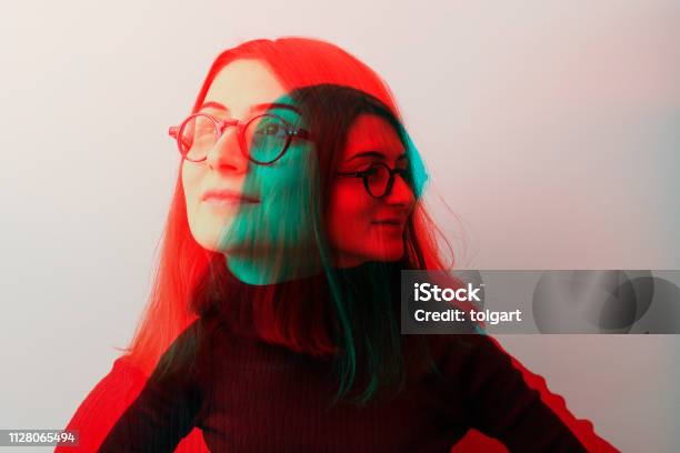 Multiple Image Of Young Women Against Stock Photo - Download Image Now - Multiple Exposure, Portrait, People