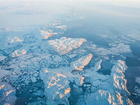 View of the Arctic ice from the plane, the expanses of the Arctic. View of the Arctic ice from the plane, the expanses of the Arctic.