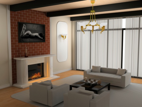 3d render 360 degrees home interior living room