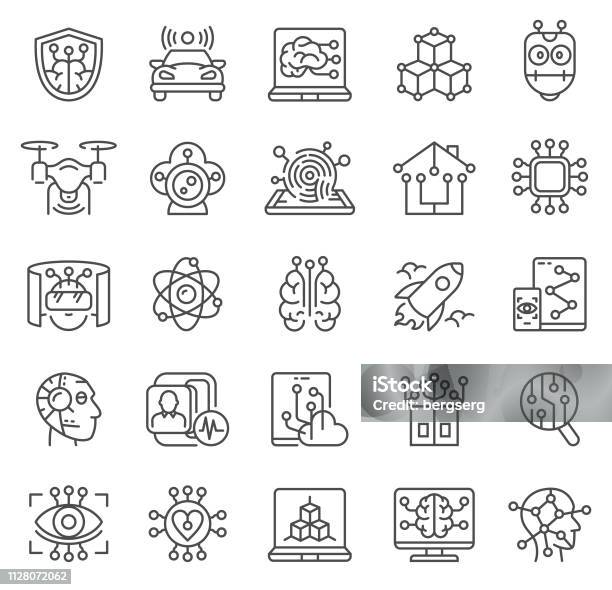 Artificial Intelligence Icons Stock Illustration - Download Image Now - Automated, Icon Symbol, Medicine