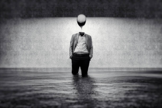 Surreal business balloon standing in water