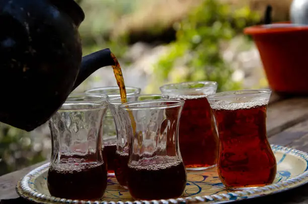 tea and black teapot - tea and black teapot in nature
