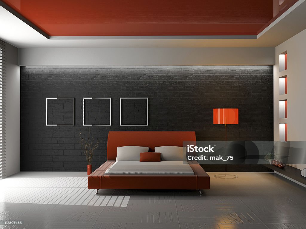 Schlafzimmer mit - Lizenzfrei Architektur Stock-Foto