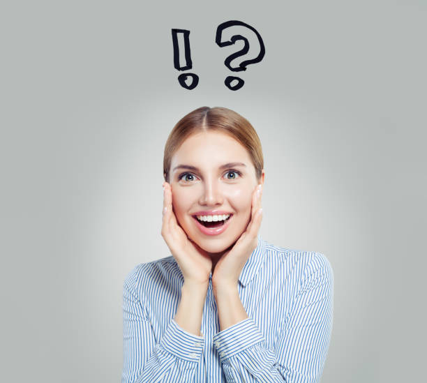 istock Cute woman and question mark. Brainstorm and ideas concept 1128076861