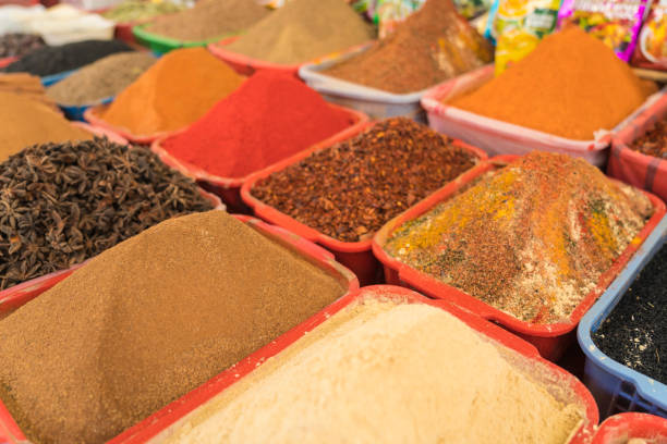 istock Nuts and dried fruit on farmer's market 1128078644