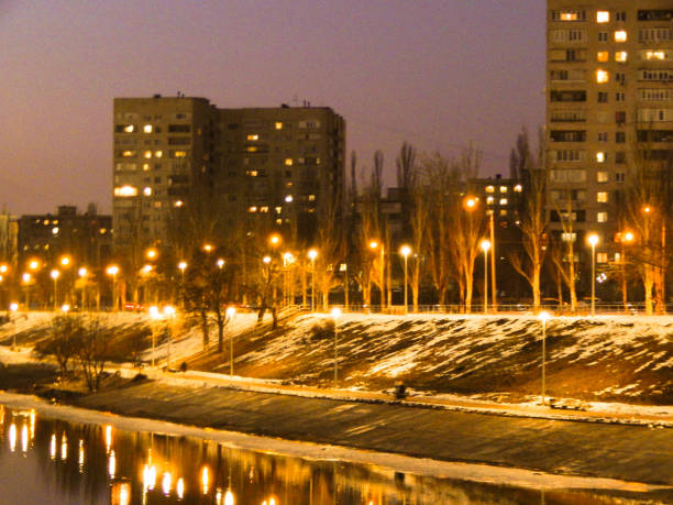 Lighting in the evening lights in the city