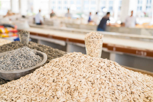 Various seed and nuts on farmers market.