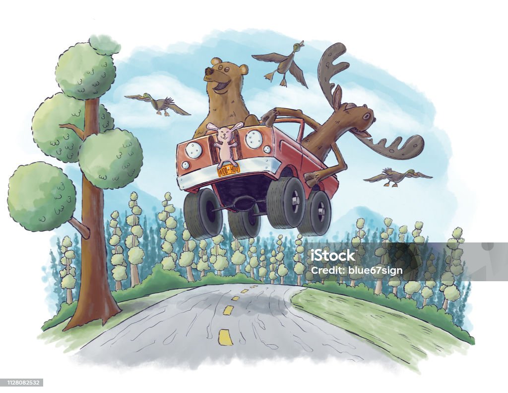 Joy Riding Cartoon Joy Ride Stock Illustration - Download Image Now - Humor, Moose, Animal ...