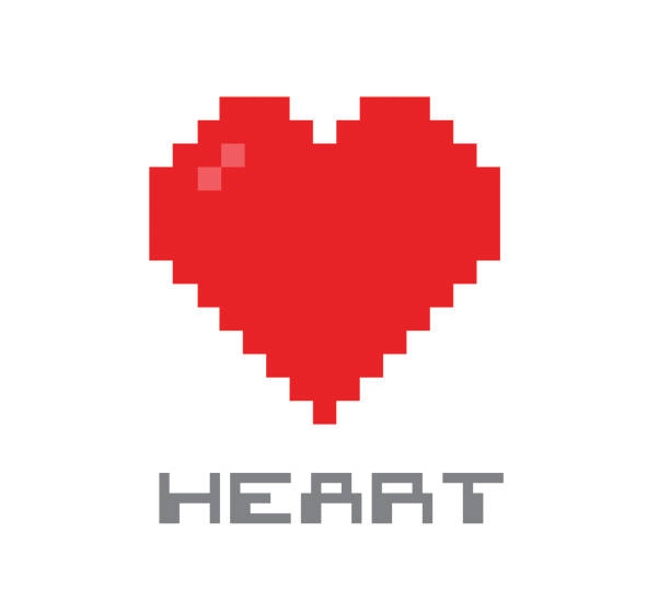 ilustrações, clipart, desenhos animados e ícones de coração de pixel - love romance heart suit symbol