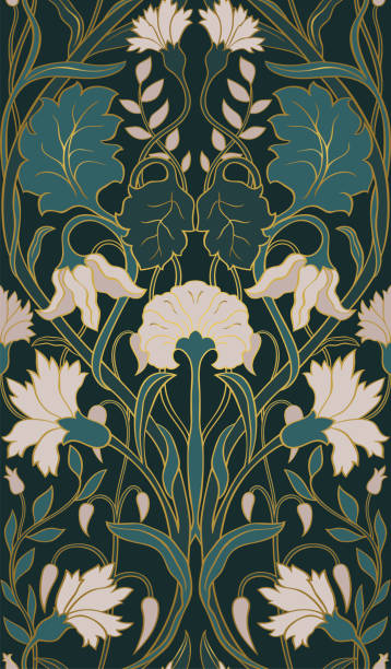 Floral pattern for wallpaper. Beautiful floral pattern. Seamless filigree ornament. Stylized template for wallpaper, textile, linen, bedspread, curtain, shawl, carpet. english culture illustrations stock illustrations