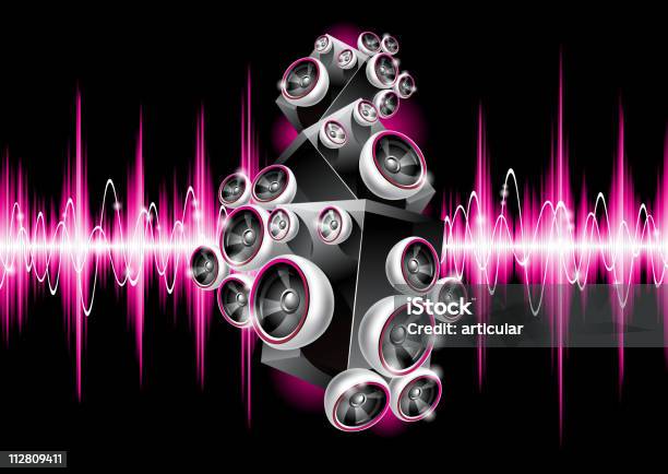 Illustration Auf Einem Musikalischen Thema Mit Lautsprechern Stock Vektor Art und mehr Bilder von Audiozubehör