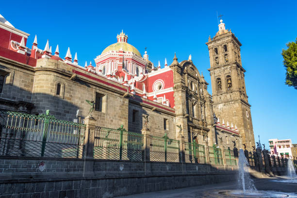 istock Puebla Cathedral and Fountains 1128095456