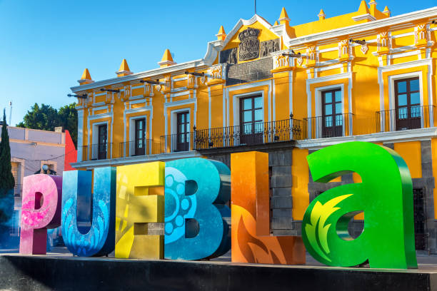 istock Colorful Puebla Sign and Theater 1128095898