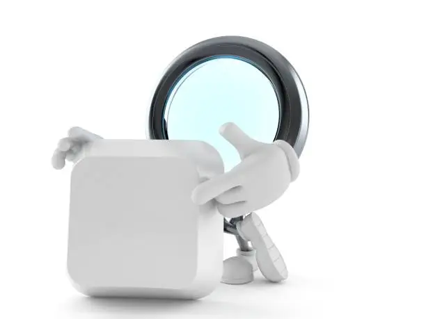 Photo of Magnifying glass character with blank keyboard key