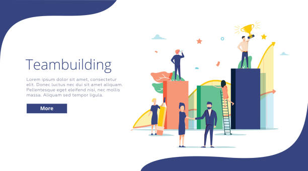 illustrations, cliparts, dessins animés et icônes de team-building concept illustration, parfait pour la conception web, bannières, application mobile, landing page, vector design plat - gear industry teamwork progress