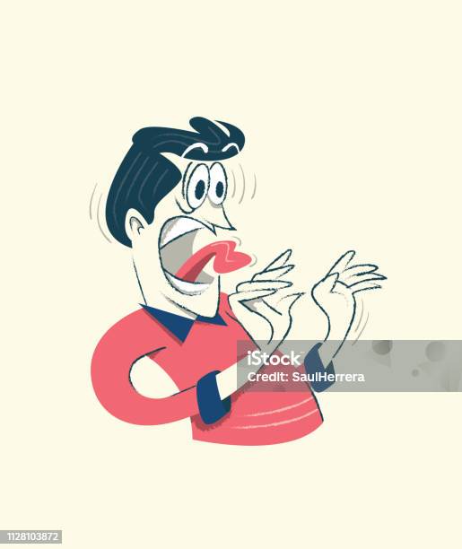 Surprised Man Stock Illustration - Download Image Now - Retro Style, Sadness, Adult