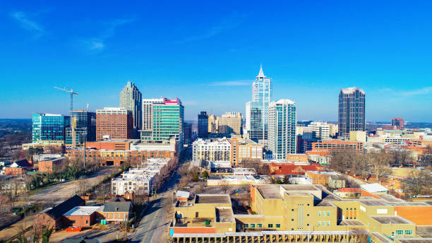 istock Downtown Raleigh, North Carolina, USA Drone Skyline Aerial View 1128106973