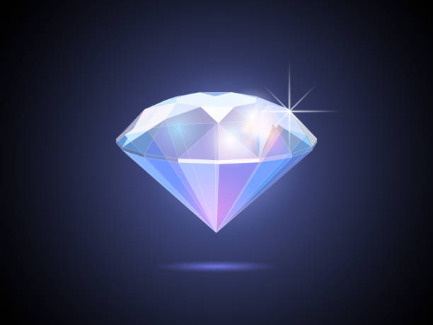 Colorful diamond glowing on dark BG Vector colorful glowing diamond illustration isolated on black background diamond shaped stock illustrations