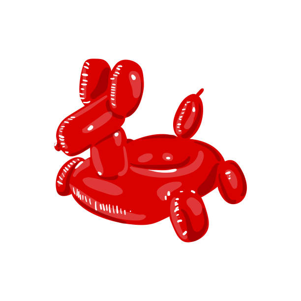 riesige rote hund ballon aufblasbaren pool schwimmen. langlebige sommer pool spielzeug. vektor-illustration auf weißem hintergrund. - swimming pool inner tube toy float stock-grafiken, -clipart, -cartoons und -symbole
